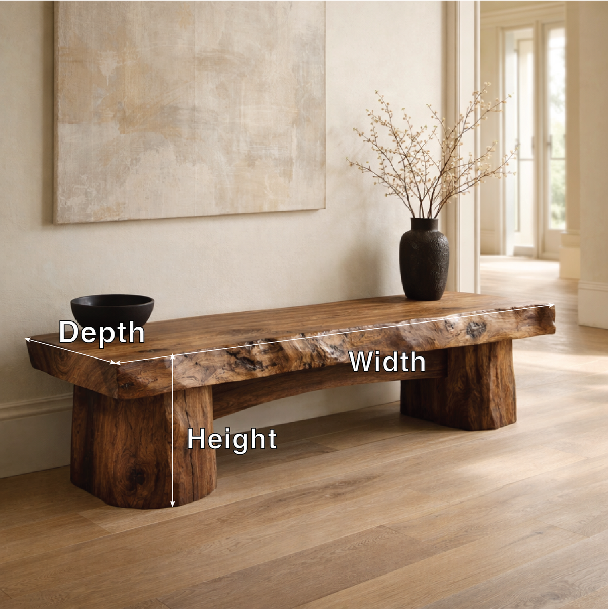 Rustic Entryway Bench Live Edge Hallway Seat Farmhouse Console Style Furniture