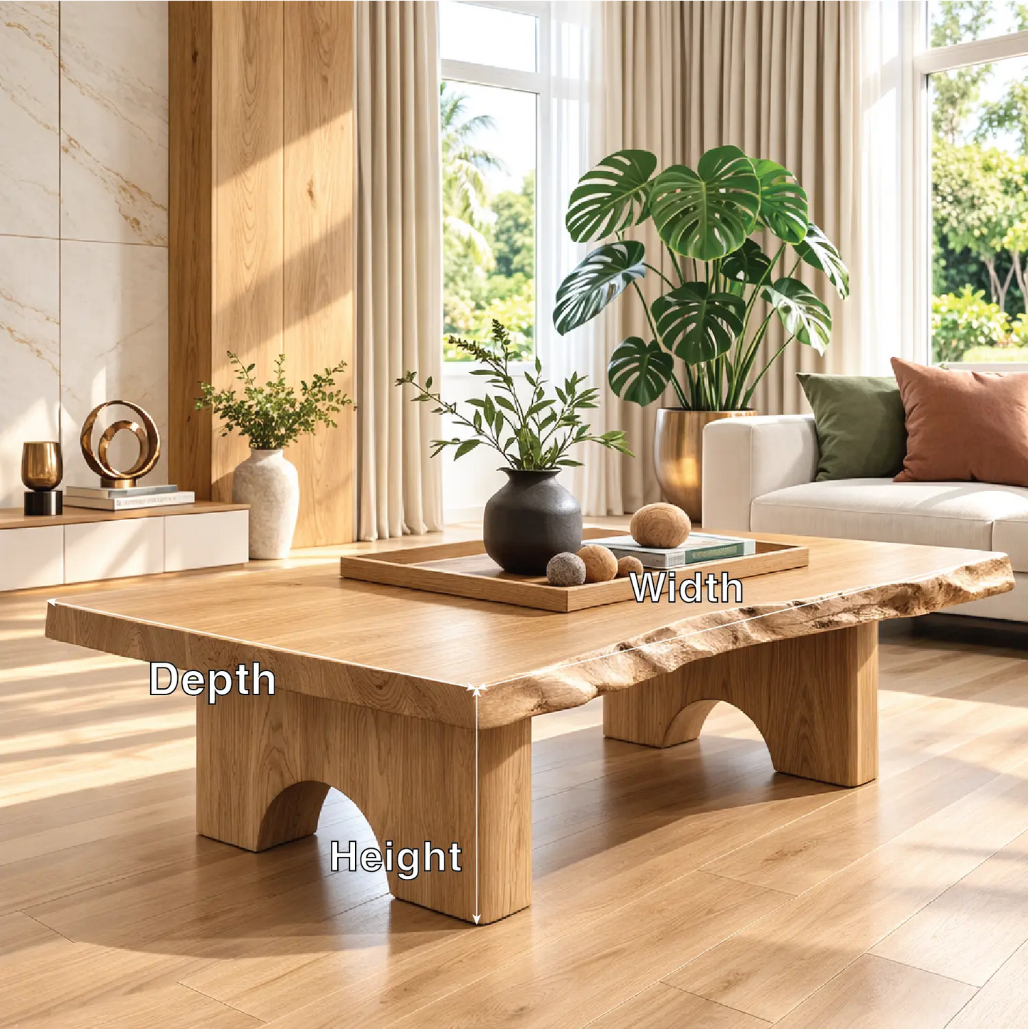 Unique Solid Wood Coffee Table with Artistic Design and Natural Finish Kitchnce