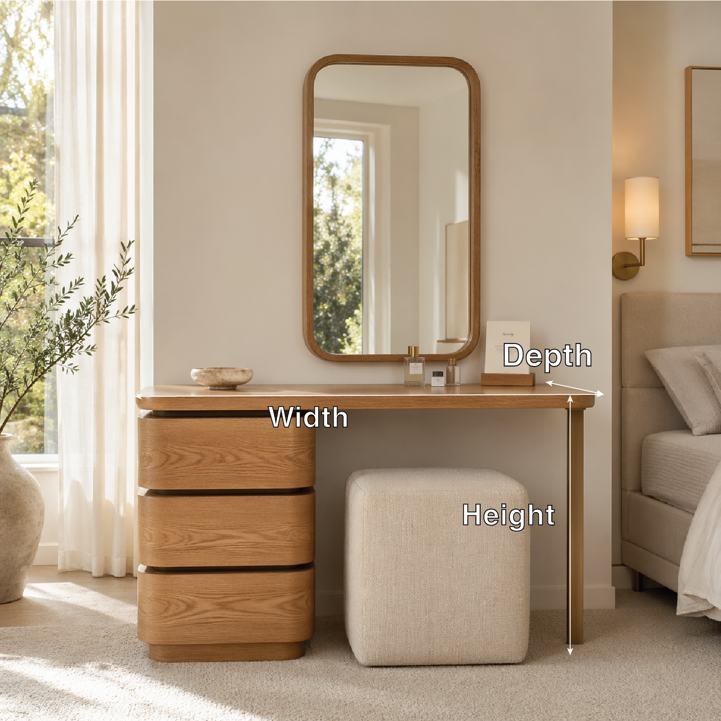 Modern Makeup Vanity Desk With Drawers Mirror Dressing Table Bedroom Furniture Set
