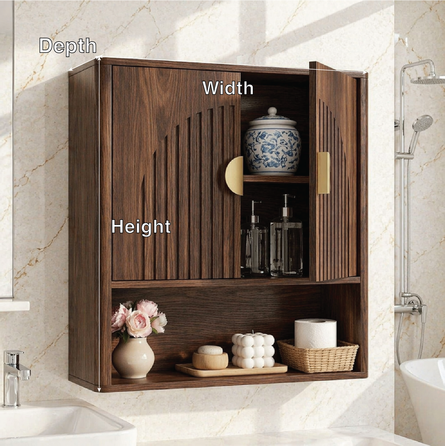 Floating Bathroom Cabinet, Modern Wall Mounted Vanity Storage Open Shelf Organizer
