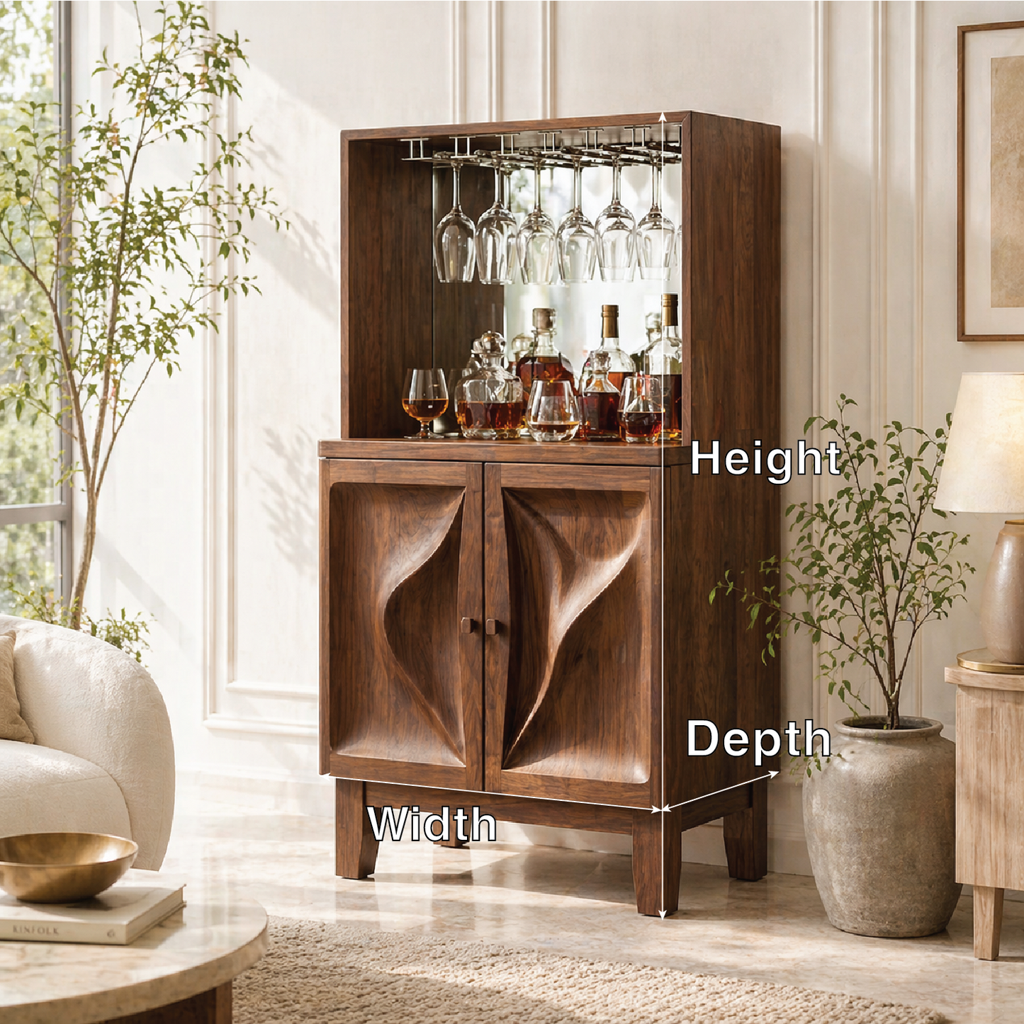 Modern Bar Cabinet Liquor Storage Glass Rack Home Entertaining Display Furniture