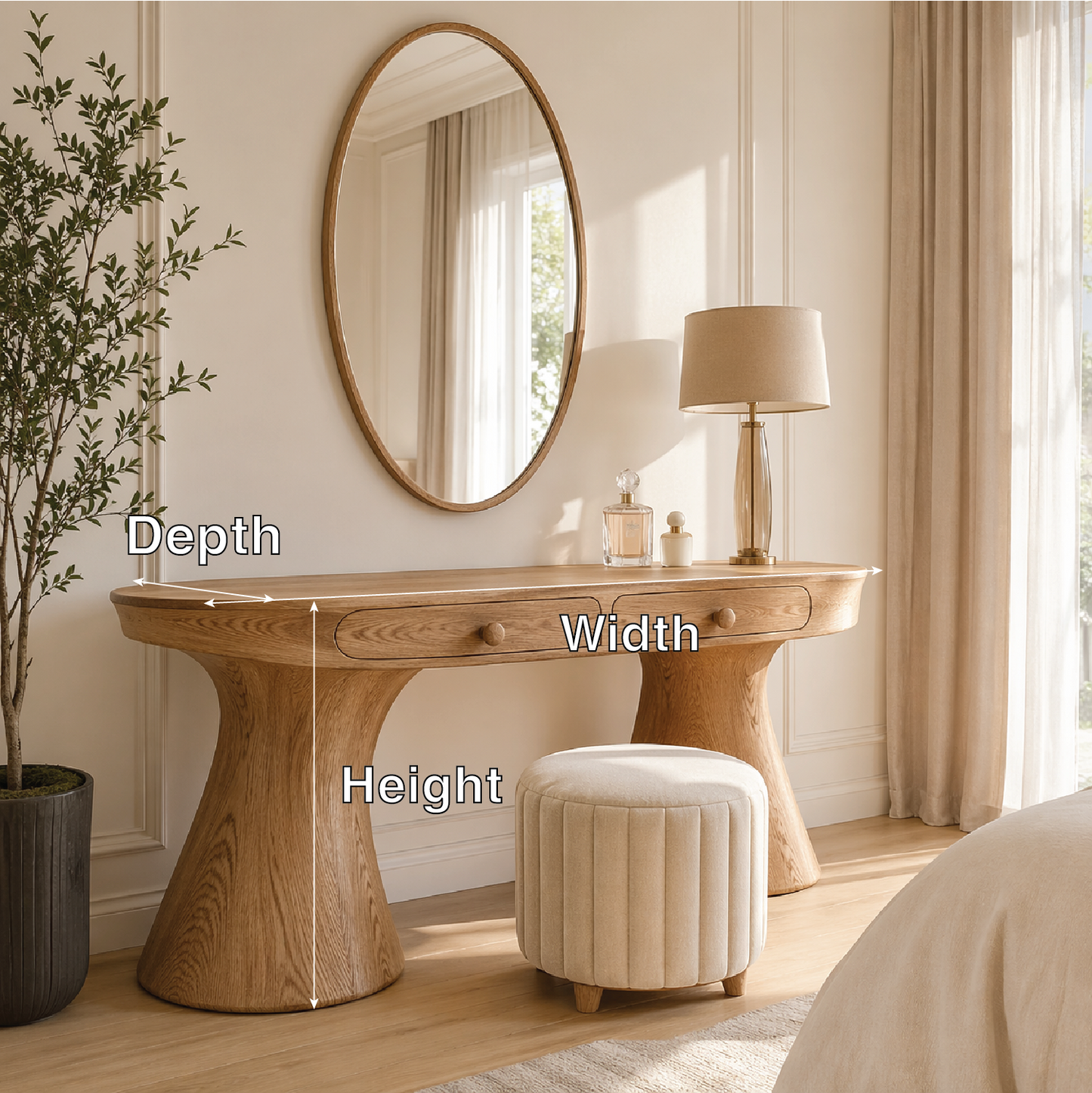 Modern Makeup Vanity Desk With Drawers Sculptural Dressing Table Bedroom Furniture Set