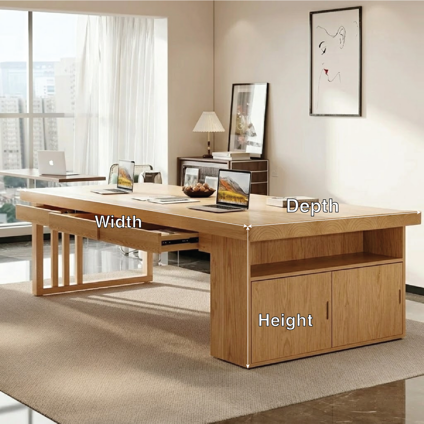 Spacious Modern Work Desk with Storage for Home or Office Workspace