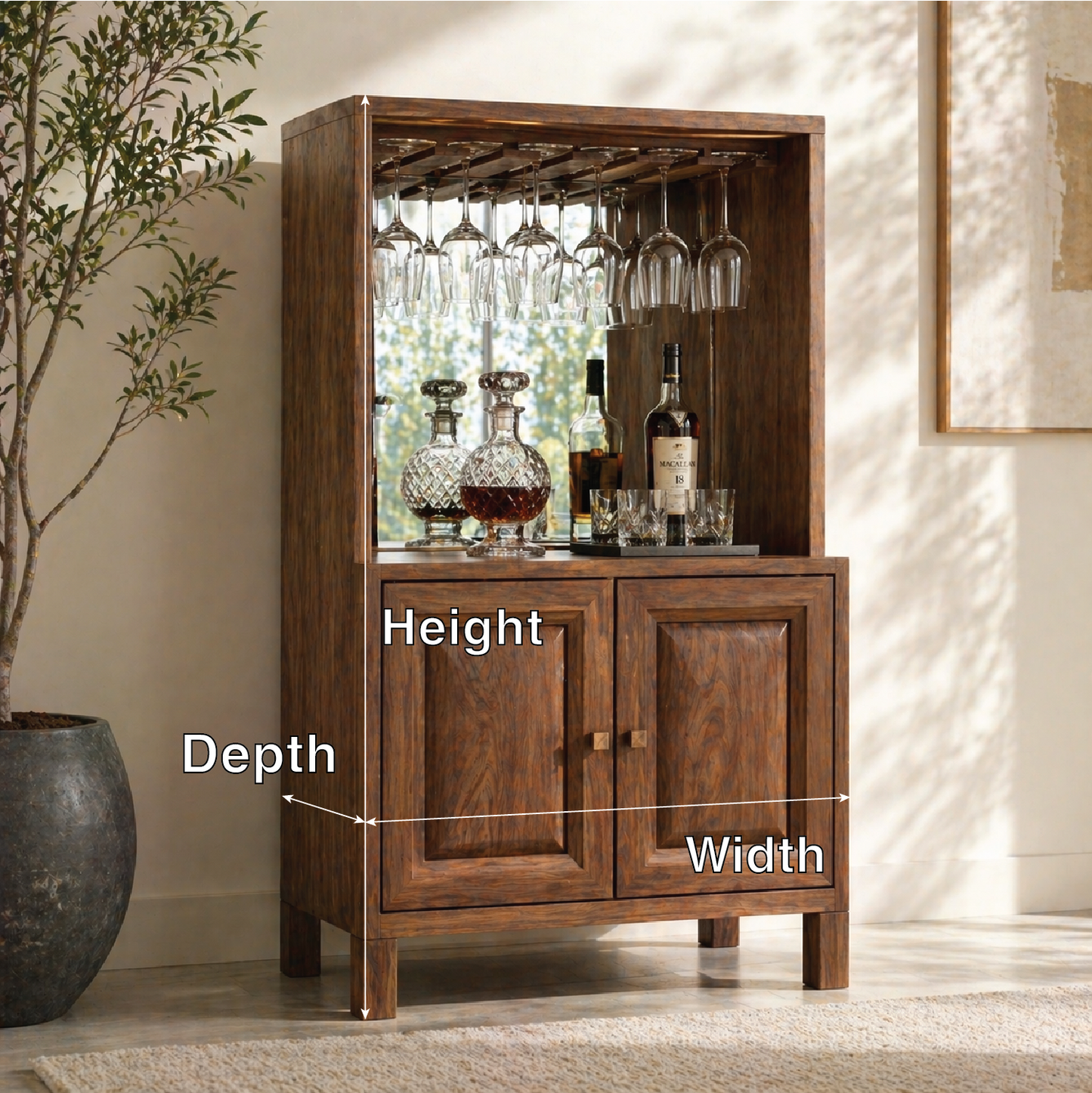 Modern Bar Cabinet Liquor Storage Glass Rack Home Entertaining Display Cabinet