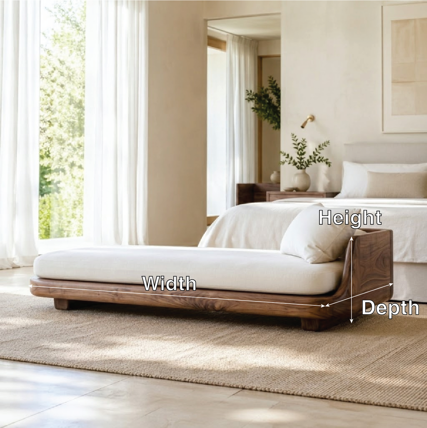 Modern Low Profile Daybed Sofa with Cushion for Bedroom Lounge Decor