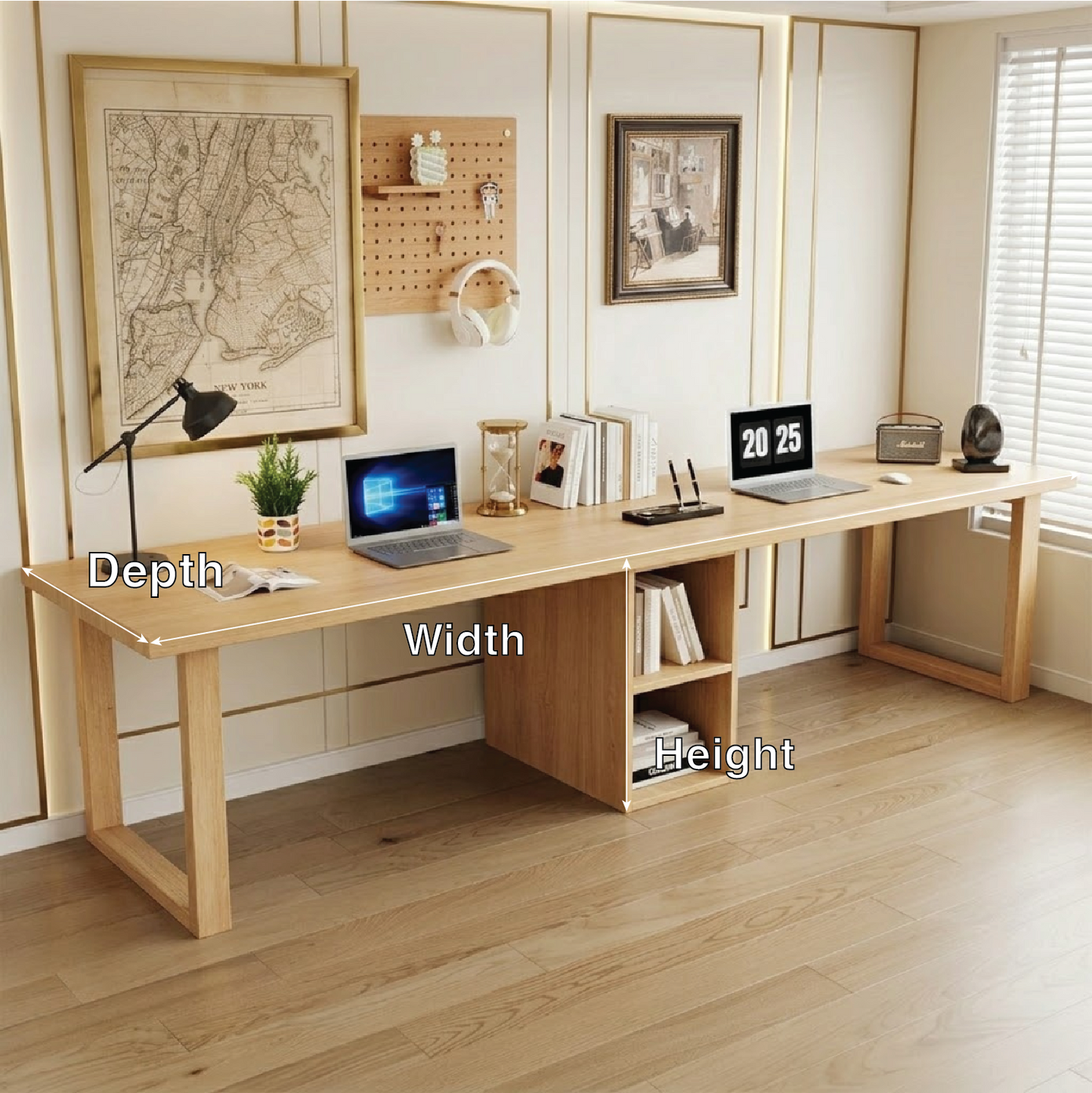 Spacious Modern Work Desk with Built-in Storage and Sleek Design