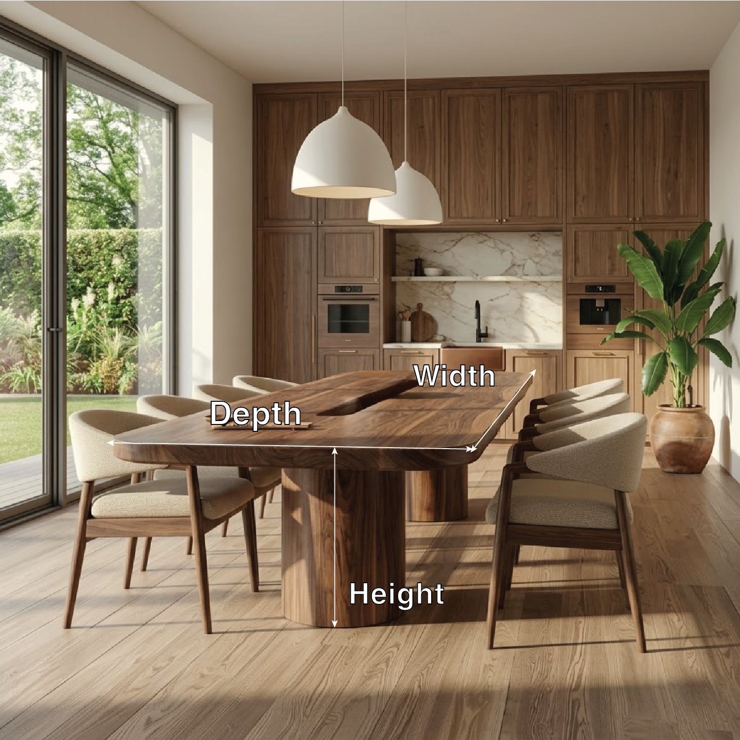 Modern Large Dining Table Oval Sculptural Pedestal Base Kitchen Dining Room Furniture