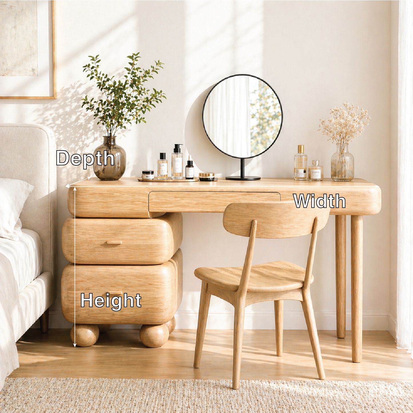 Modern Makeup Vanity Desk With Drawers Dressing Table Bedroom Beauty Station Set
