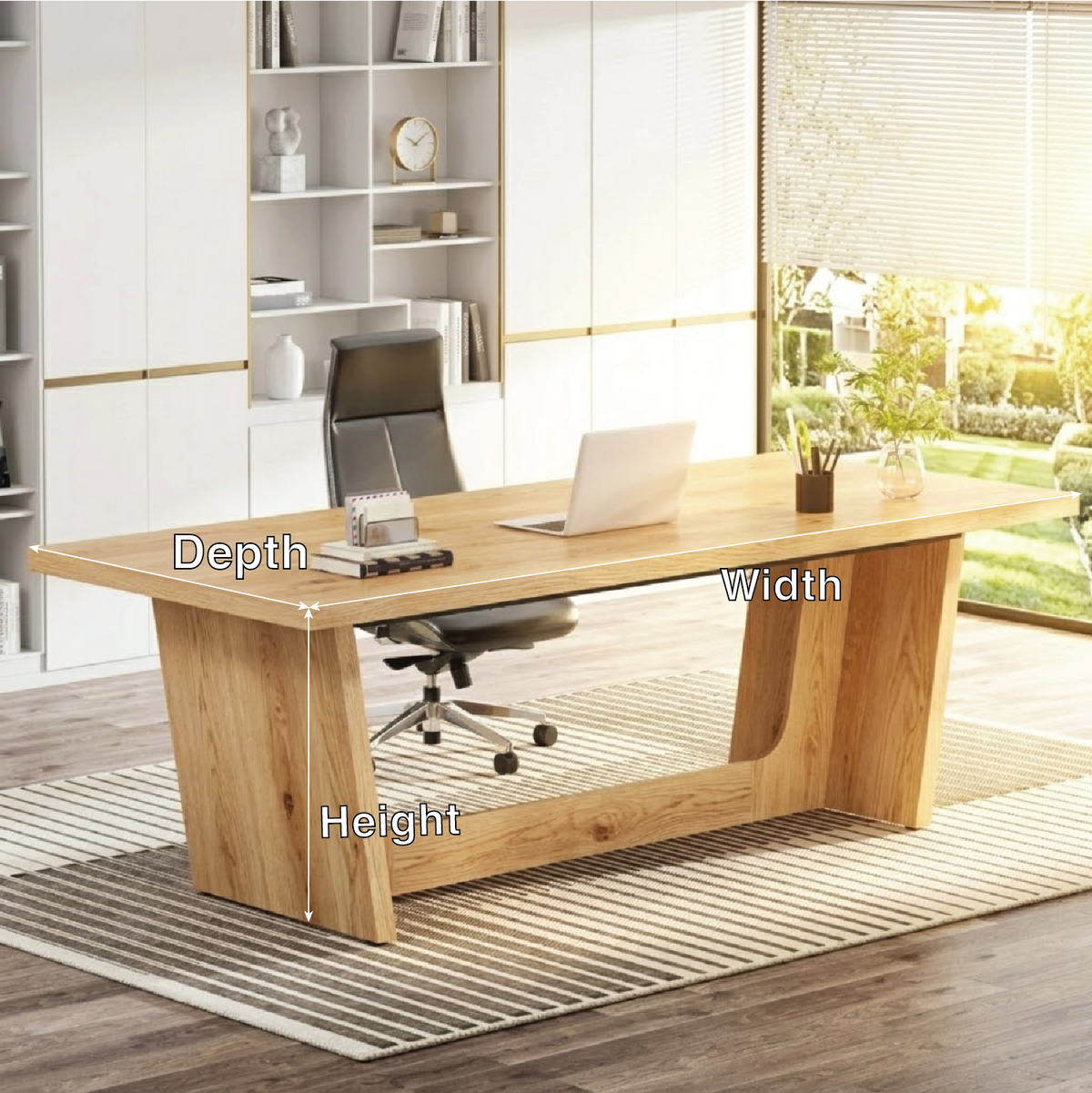 Modern Executive Desk with V Shaped Base Large Home Office Work Table