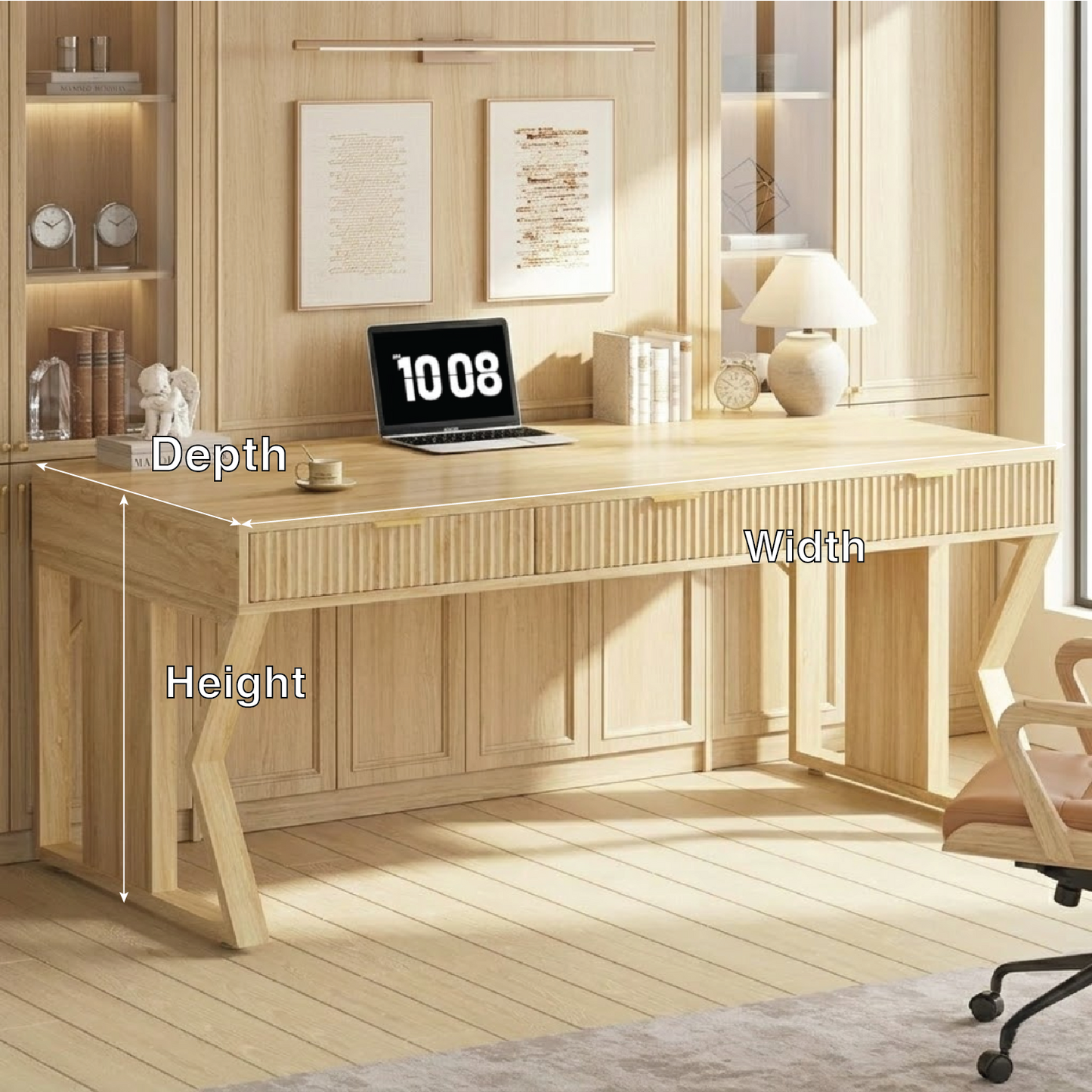 Modern Executive Writing Desk, Large Office Table, Home Study Work Desk with Clean Lines