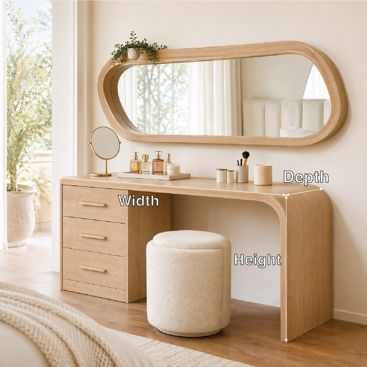 Modern Makeup Vanity Desk With Mirror Drawers Dressing Table Bedroom Furniture Set
