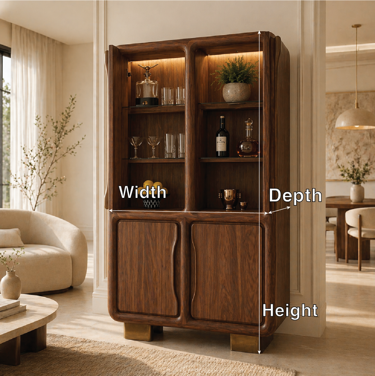 Modern Bar Cabinet Liquor Storage Display Cabinet Home Entertaining Furniture
