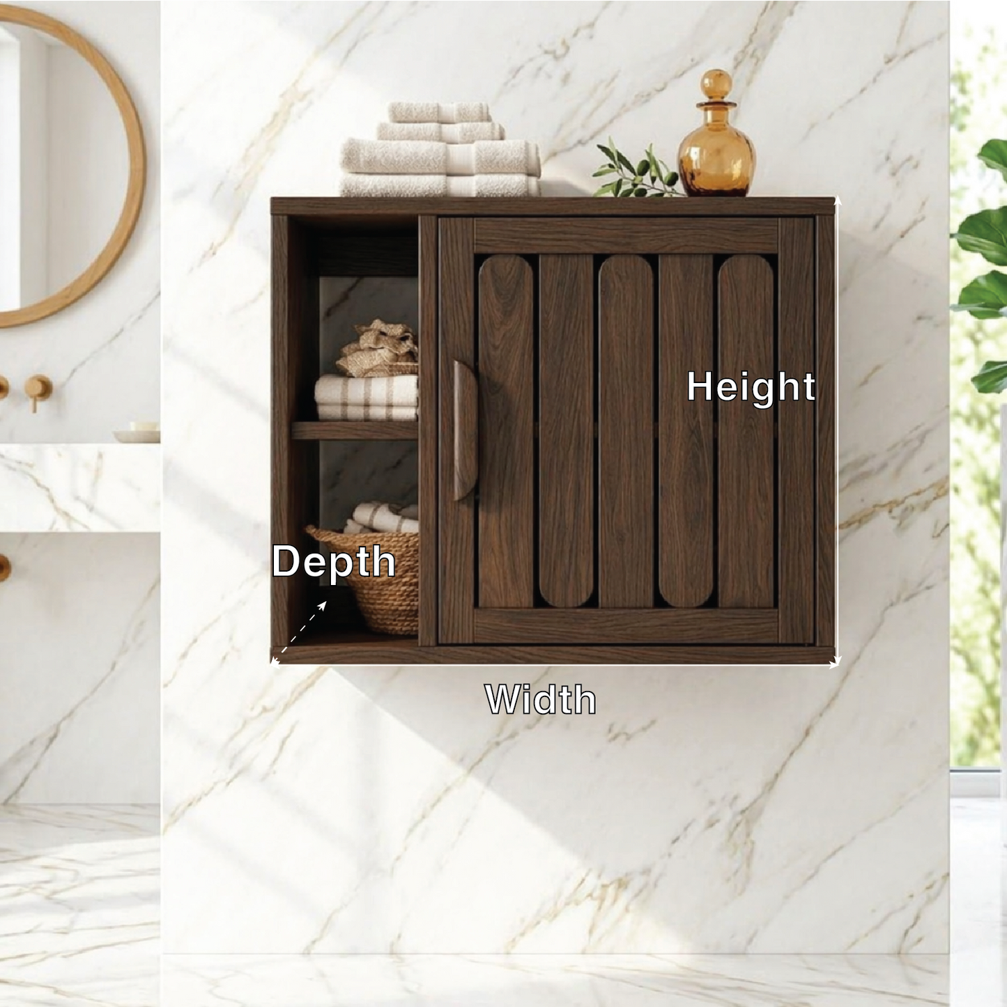 Floating Bathroom Cabinet, Modern Wall Mounted Vanity Storage Shelf Organizer Unit