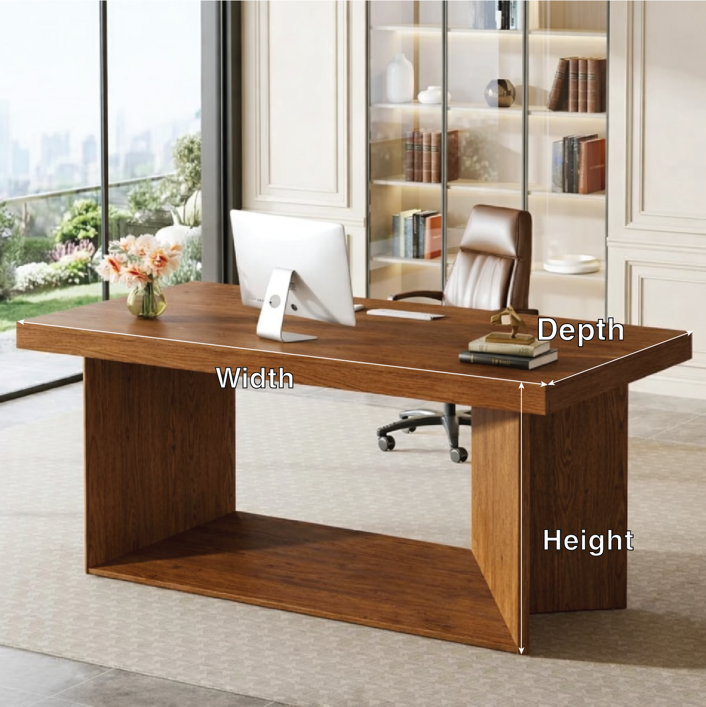 Modern Executive Work Desk, Minimalist Office Table, Large Home Office Writing Desk for Study