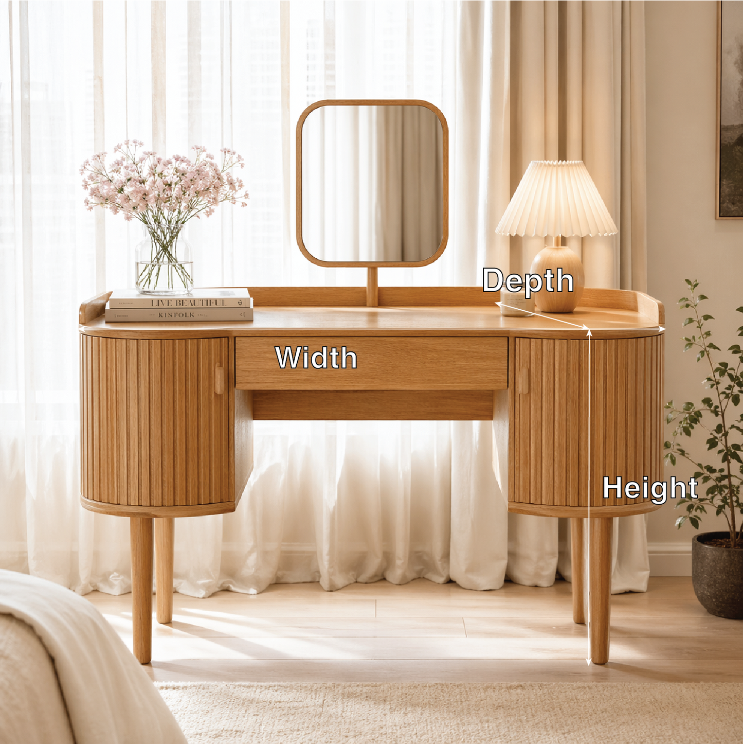 Modern Makeup Vanity Desk With Mirror Drawers Dressing Table Bedroom Storage Set