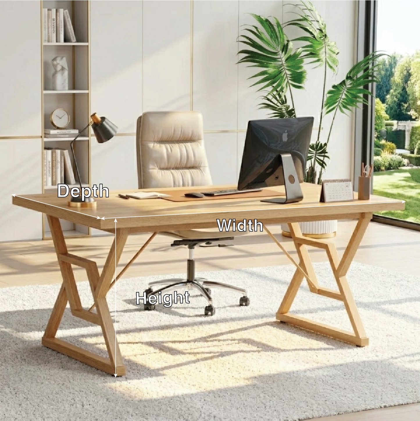 Modern Work Desk with Unique X-Shaped Legs for Home Office