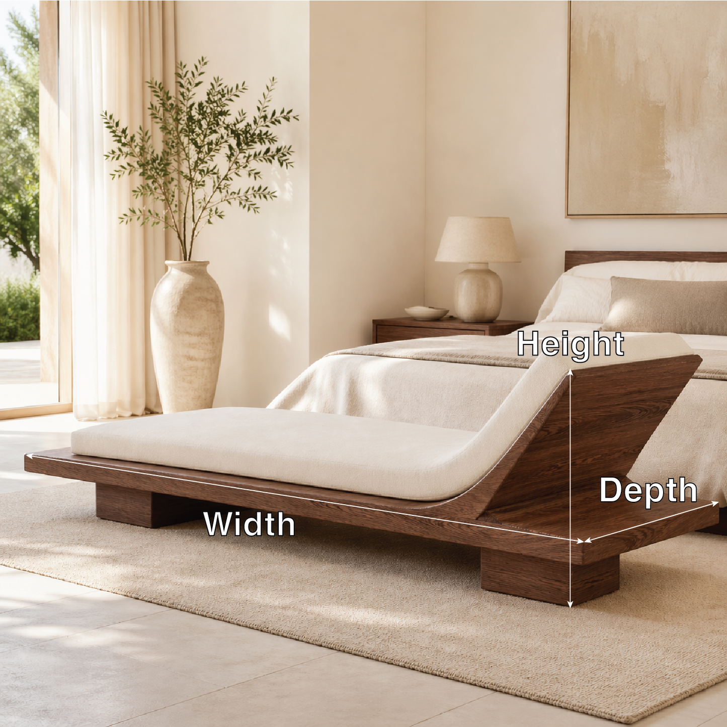 Modern Minimalist Chaise Lounge Daybed with Cushion for Bedroom Reading Nook