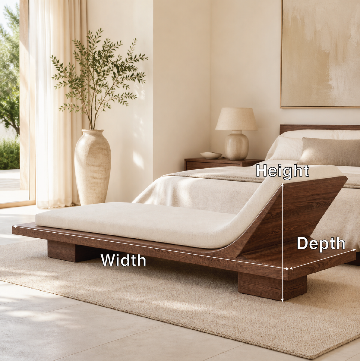 Modern Minimalist Chaise Lounge Daybed with Cushion for Bedroom Reading Nook