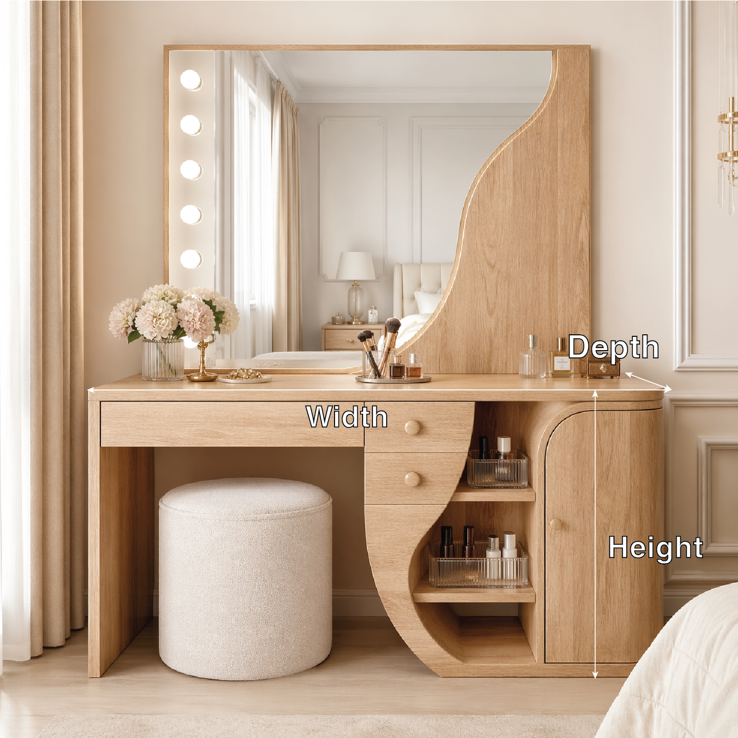 Modern Makeup Vanity Desk With Mirror Storage Dressing Table Bedroom Furnishings