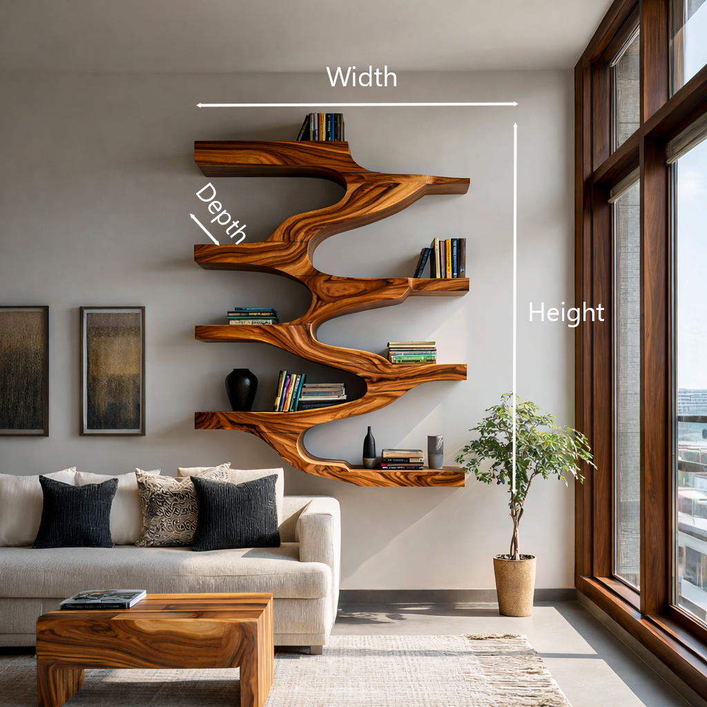 Minimalist Wood Floating Bookshelf For Living Space Kitchnce