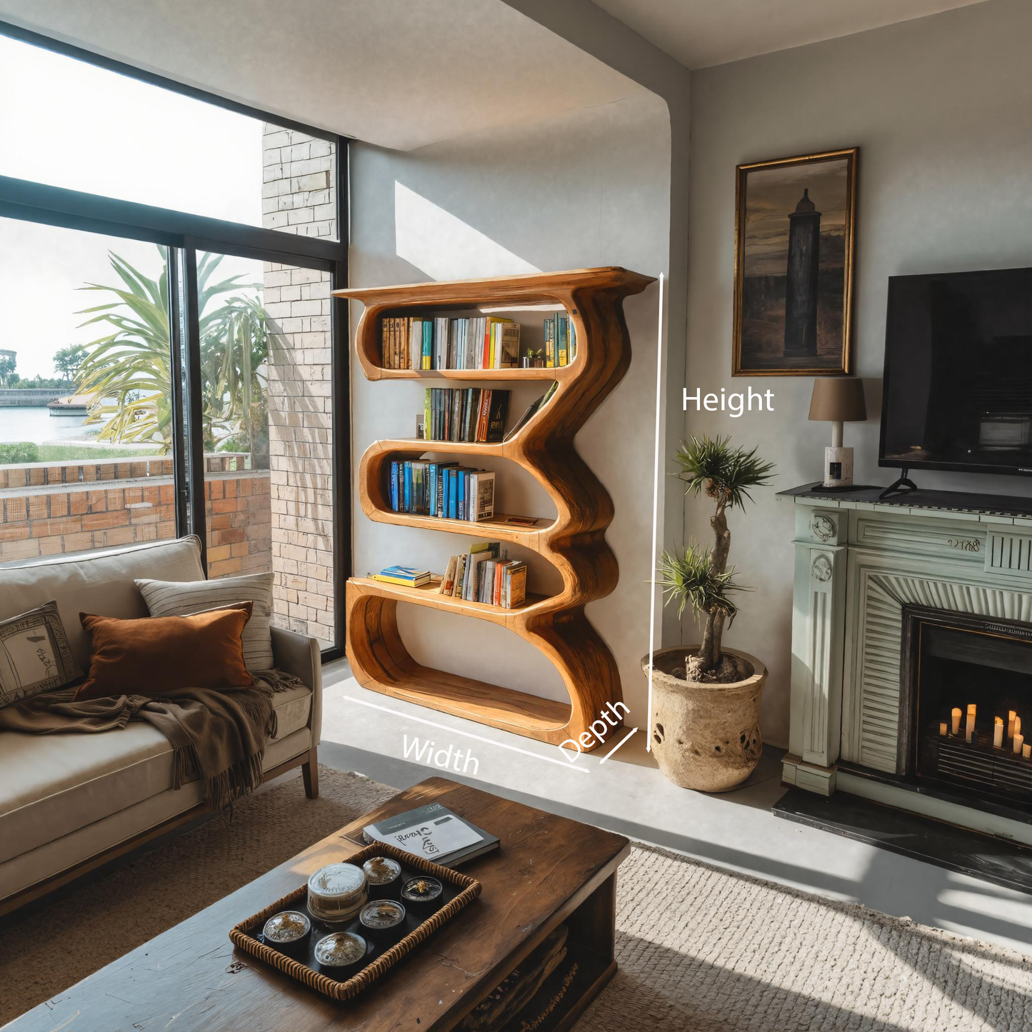 Organic Sculptural Bookshelf Curved Design For Living Room Interior Kitchnce