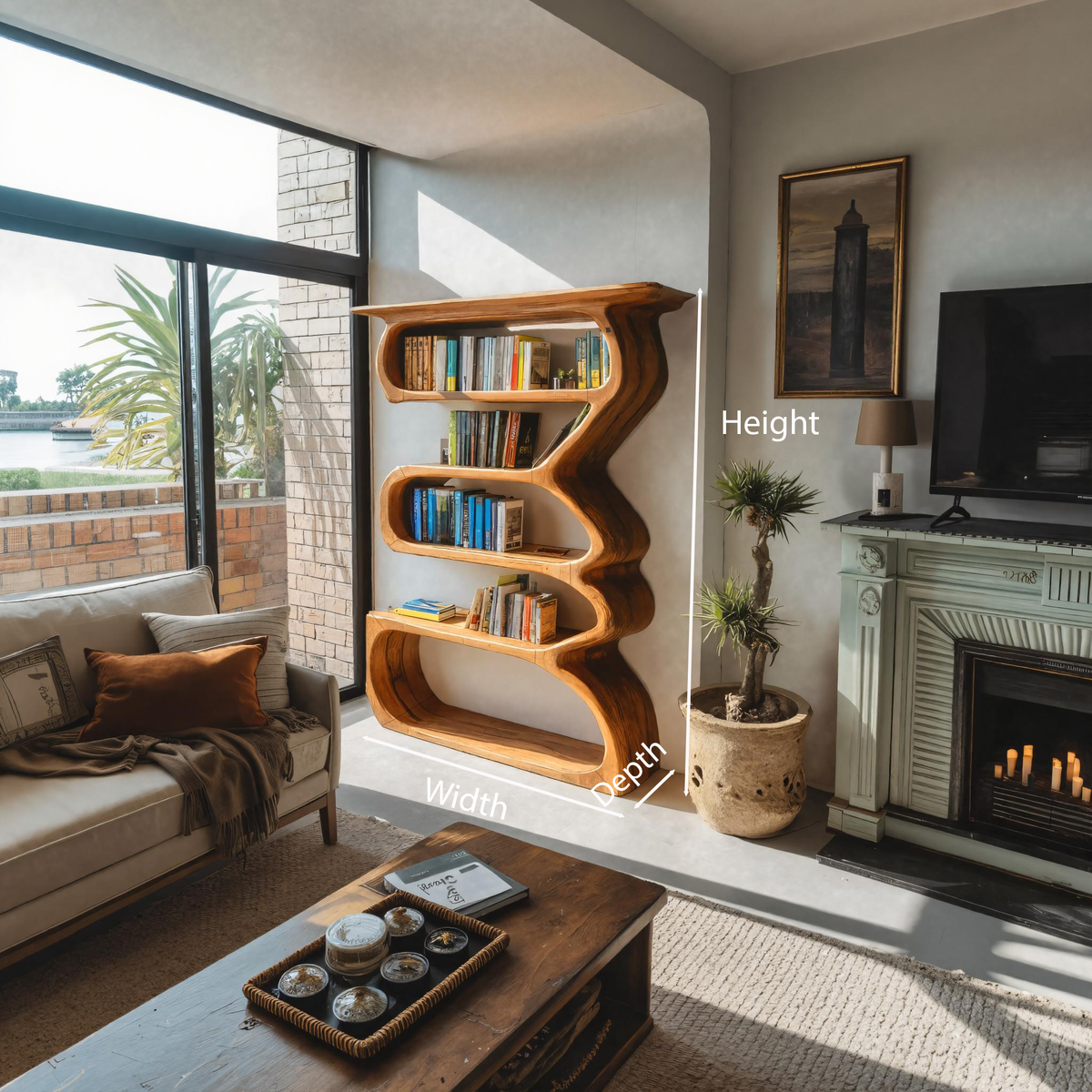 Organic Sculptural Bookshelf Curved Design For Living Room Interior Kitchnce