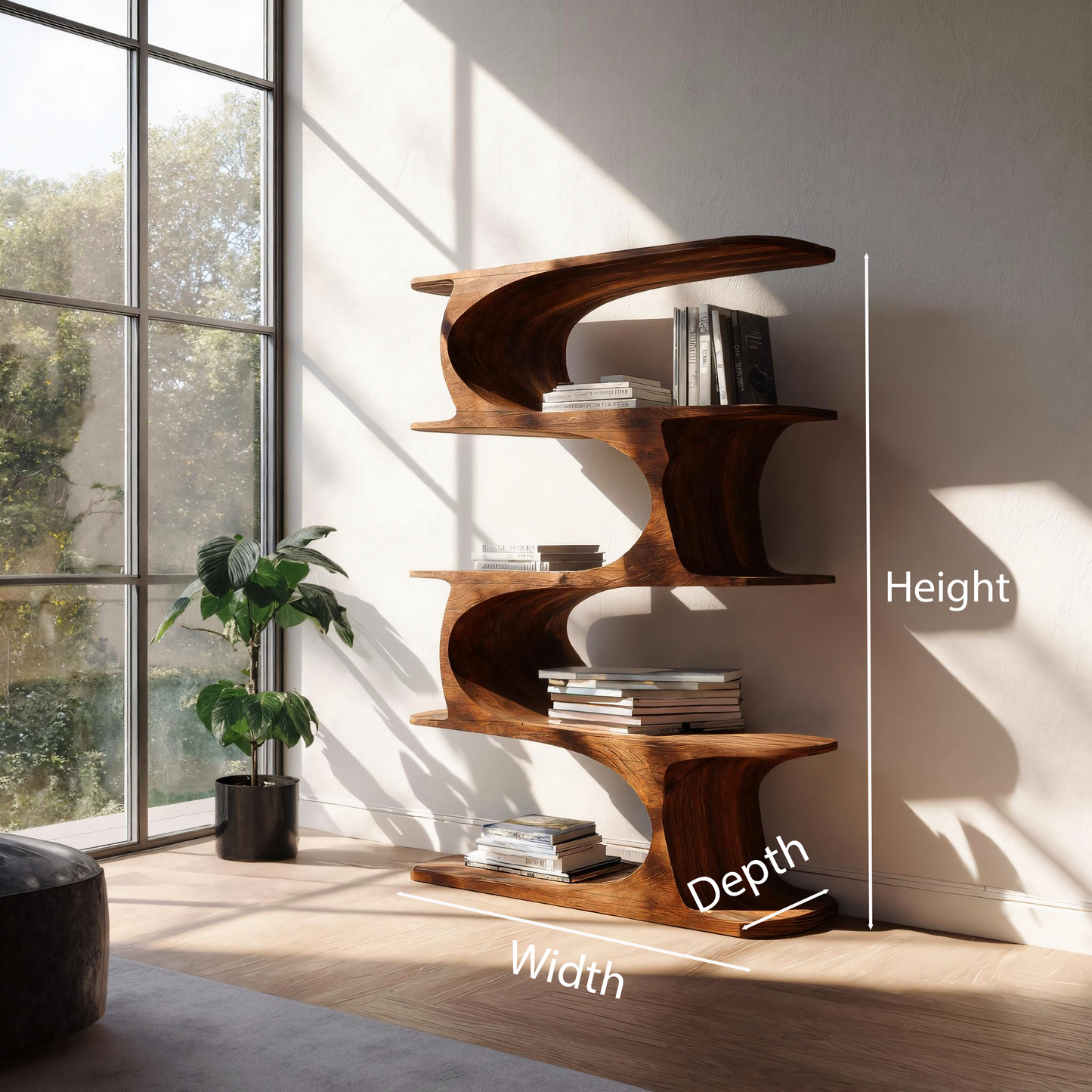 Artistic Curved Bookshelf For Living Room Accent Kitchnce