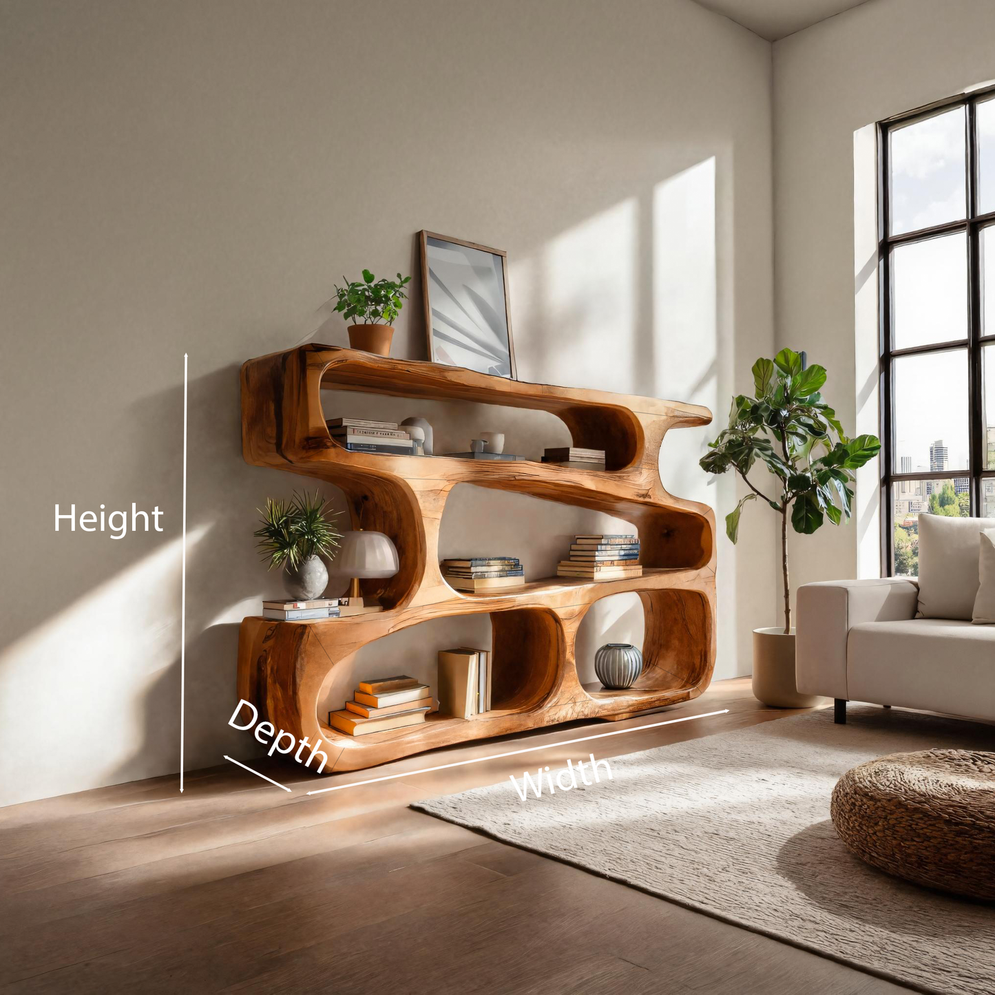 Modern Curved Bookcase Statement Piece For Living Room Kitchnce