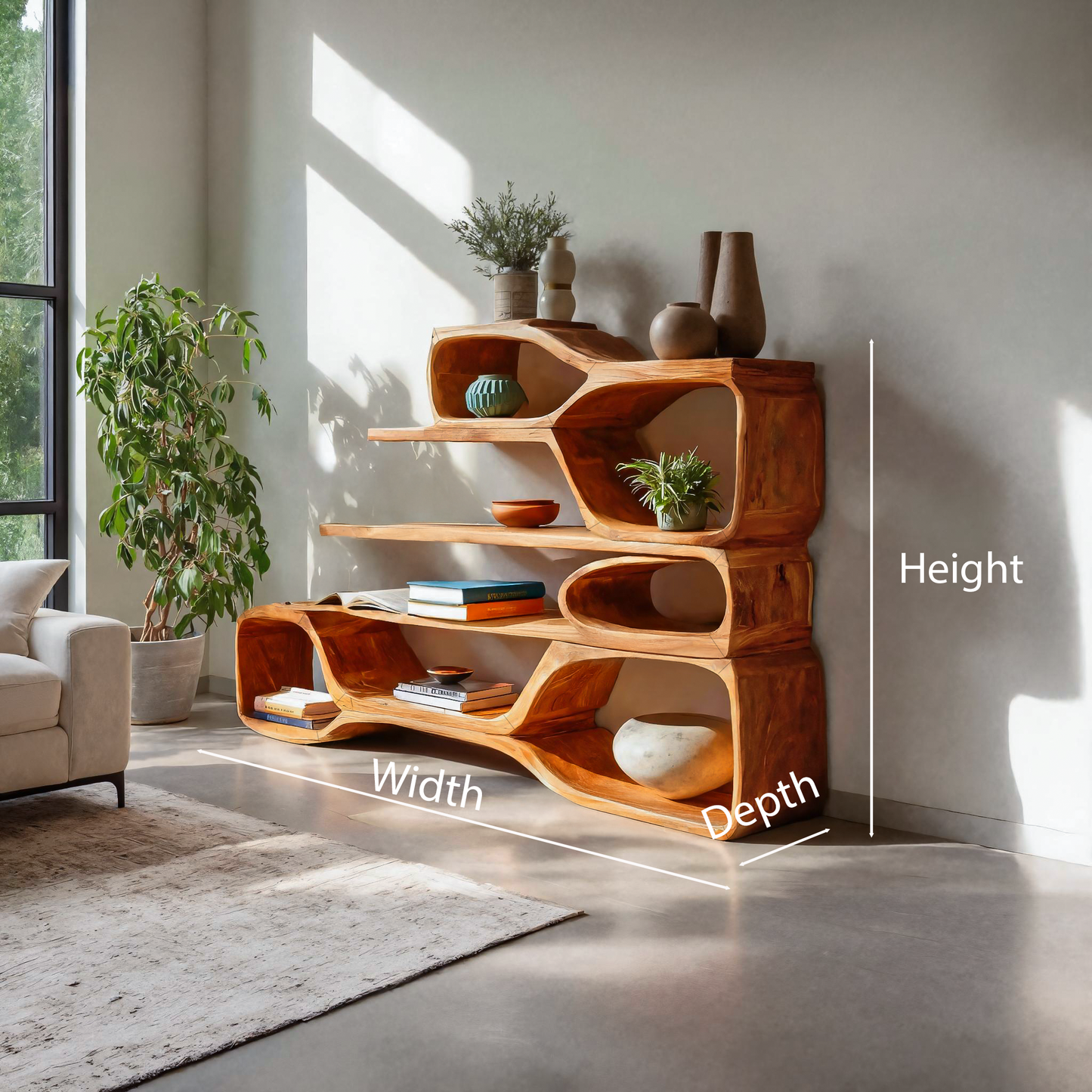 Curved Sculptural Bookshelf For Home Decor Kitchnce