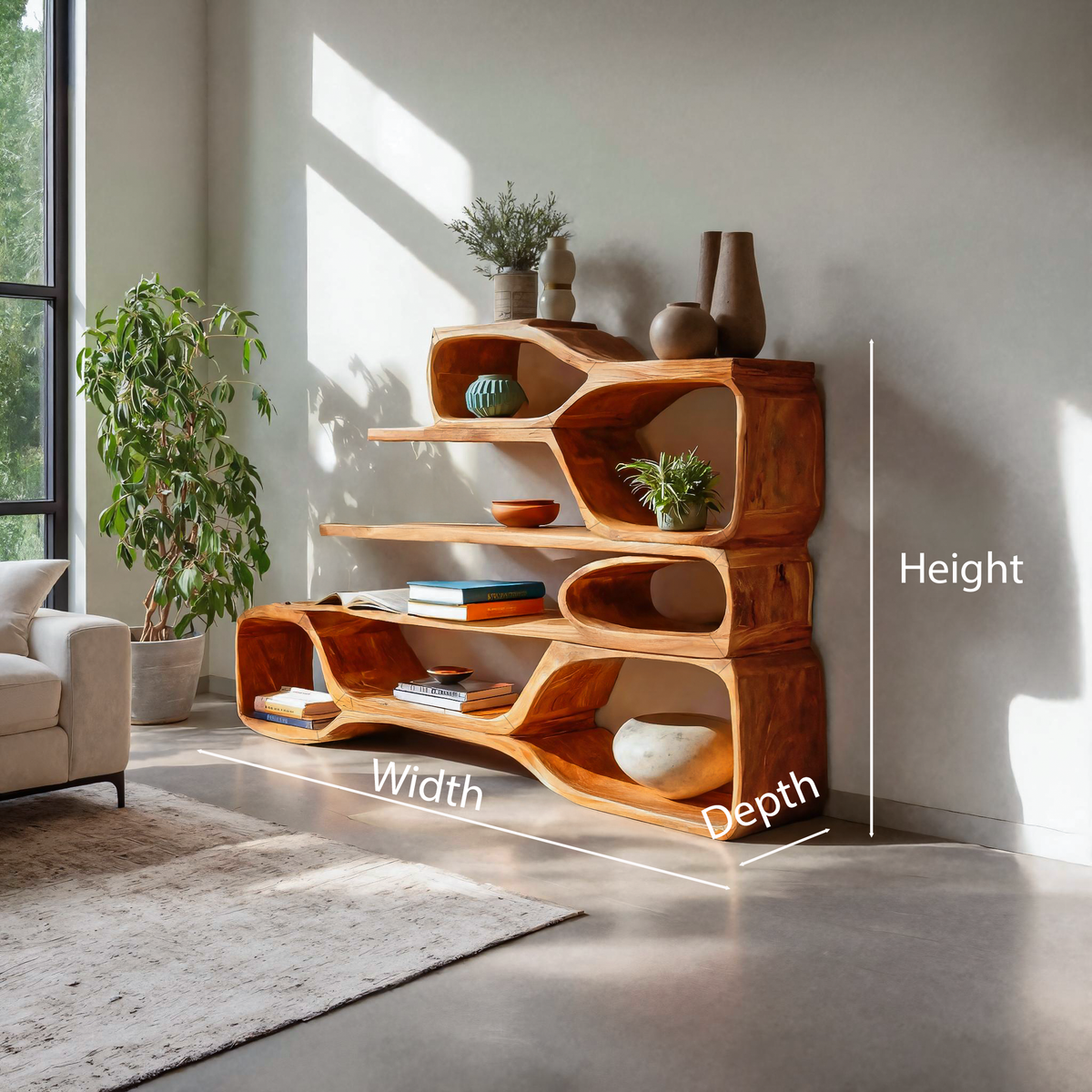 Curved Sculptural Bookshelf For Home Decor Kitchnce