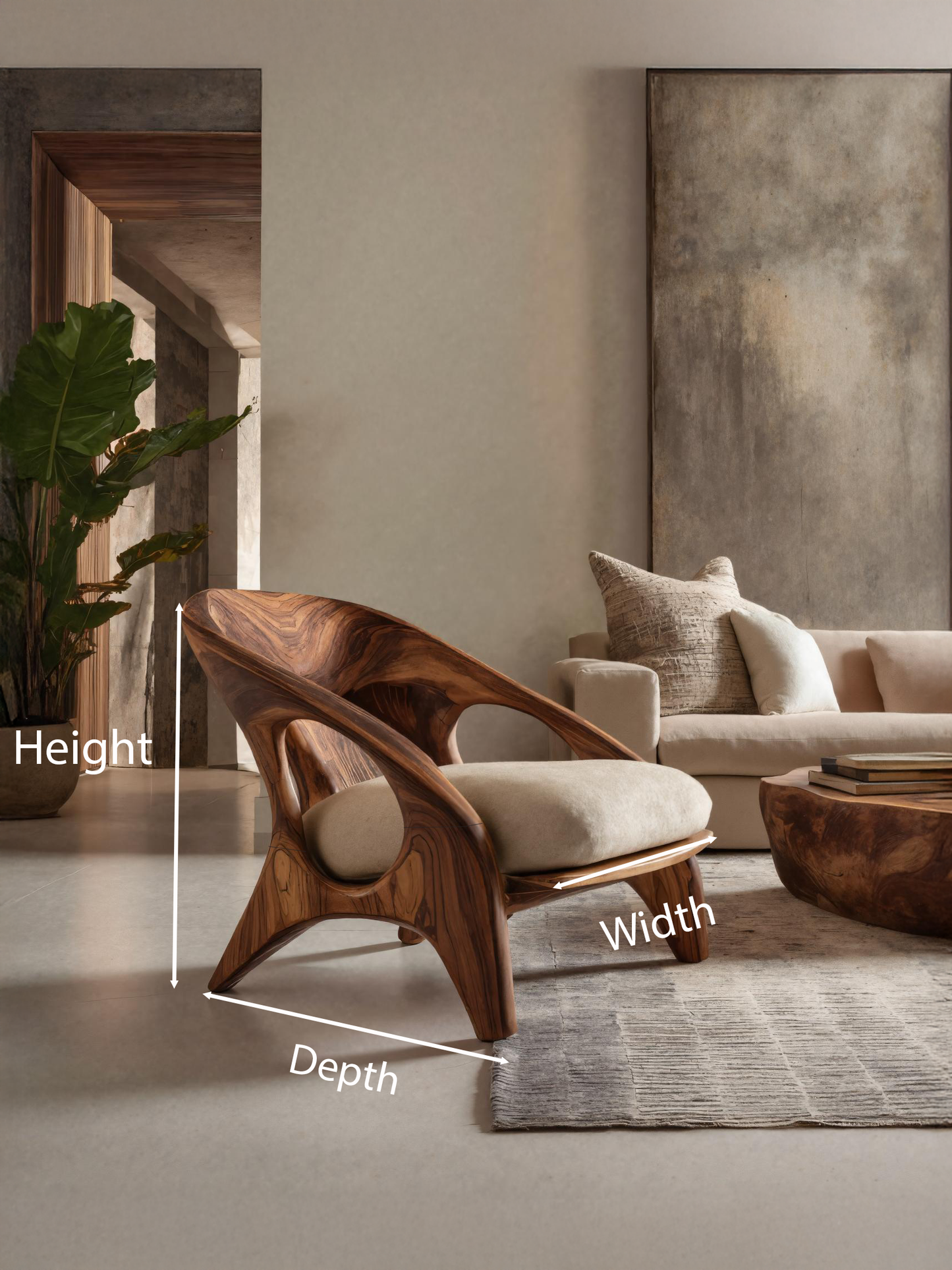 Modern Sculptural Accent Chair For Living Room Kitchnce