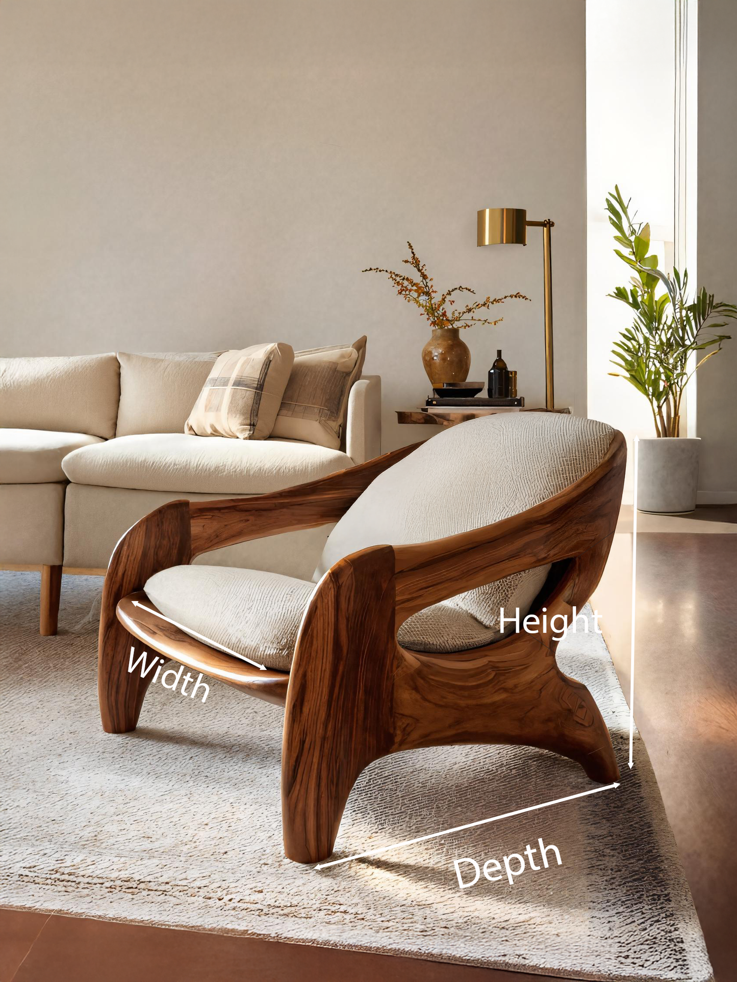Modern Sculptural Accent Chair For Reading Corner Kitchnce