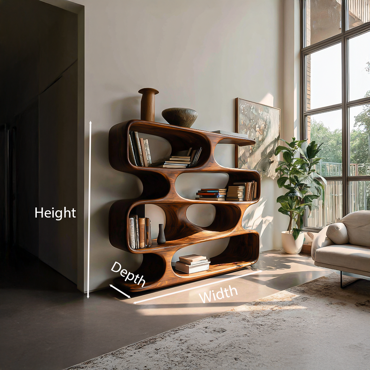 Statement Curved Bookcase For Modern Living Room Decor Kitchnce