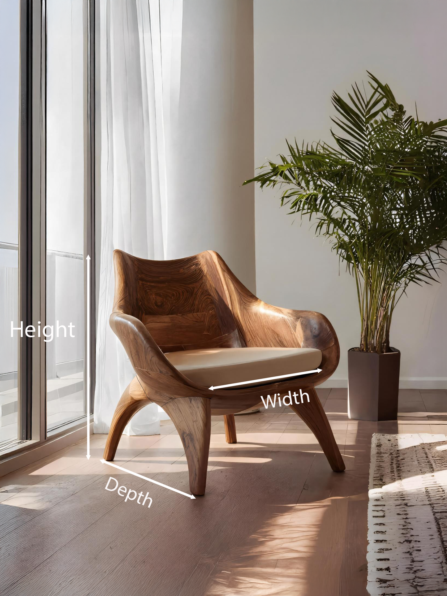 Modern Sculptural Lounge Chair For Living Room Kitchnce