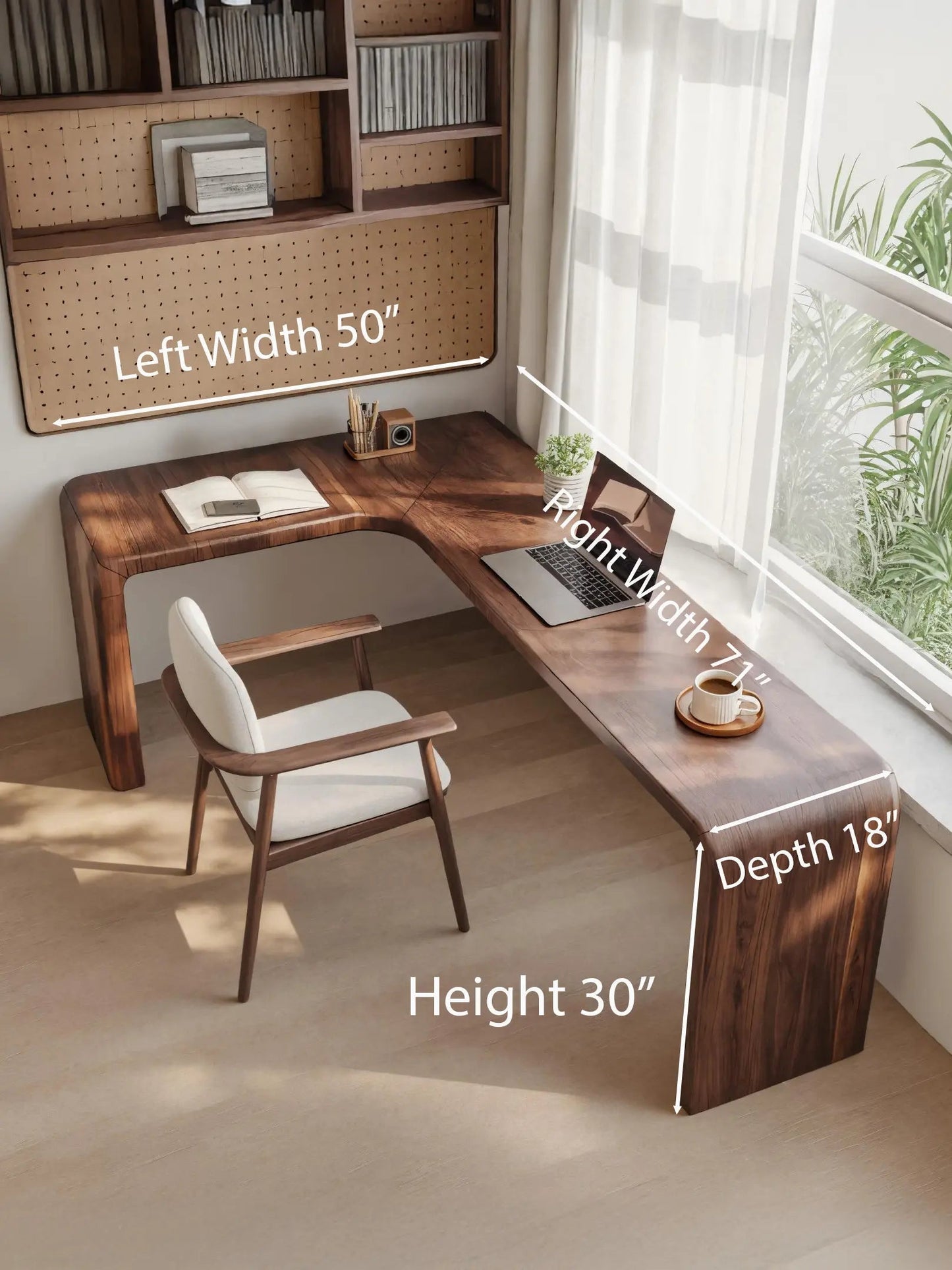 Modern L Shaped Desk With Smooth Curves For Home Office Kitchnce