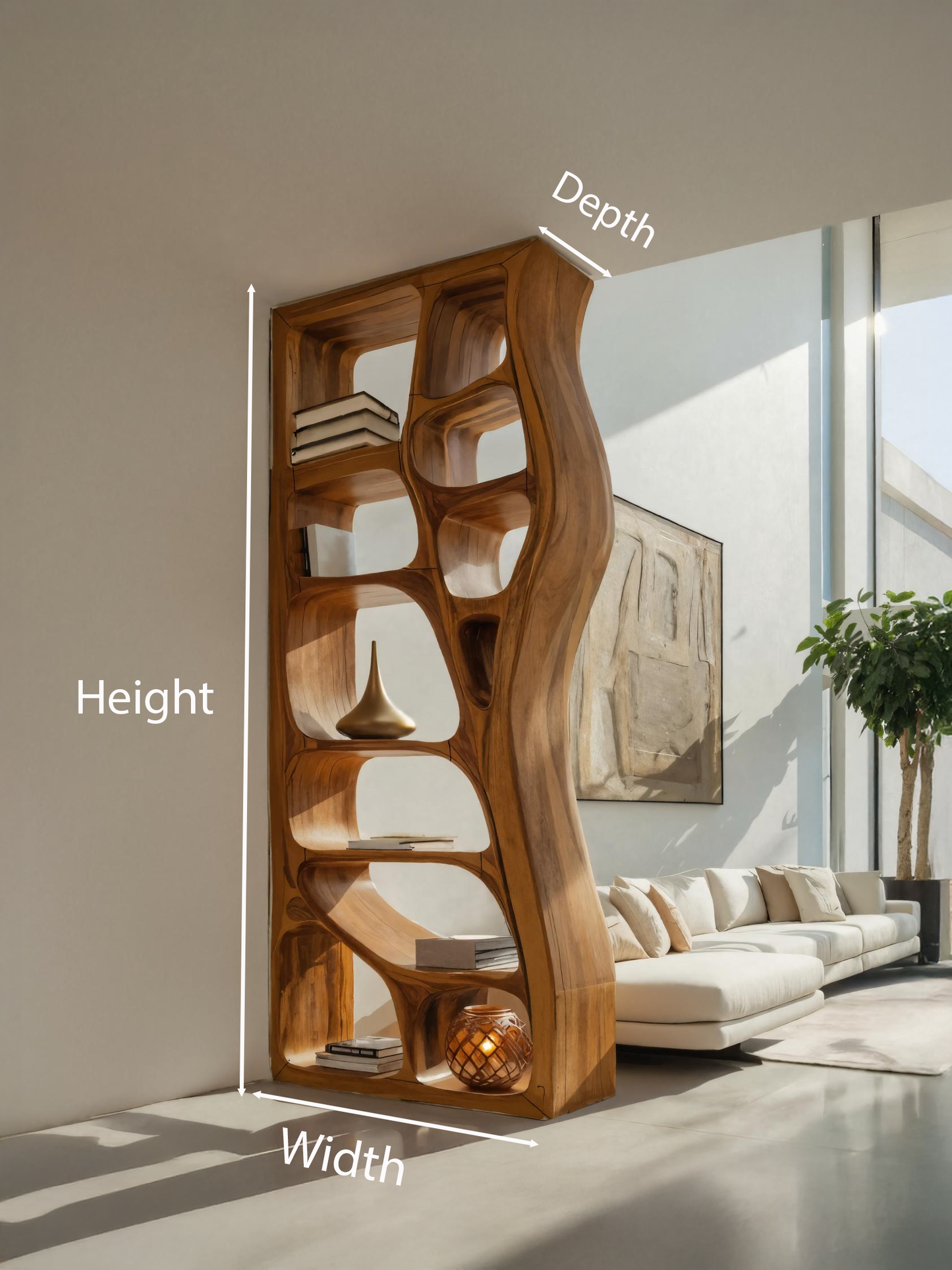 Modern Sculptural Bookshelf Room Divider For Living Room Kitchnce