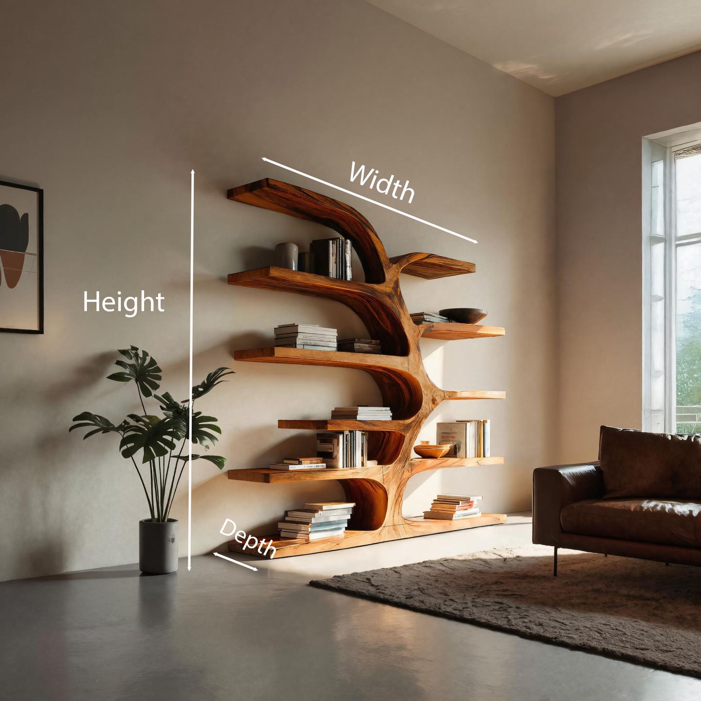 Handcrafted Curved Bookshelf For Living Room Furniture Kitchnce