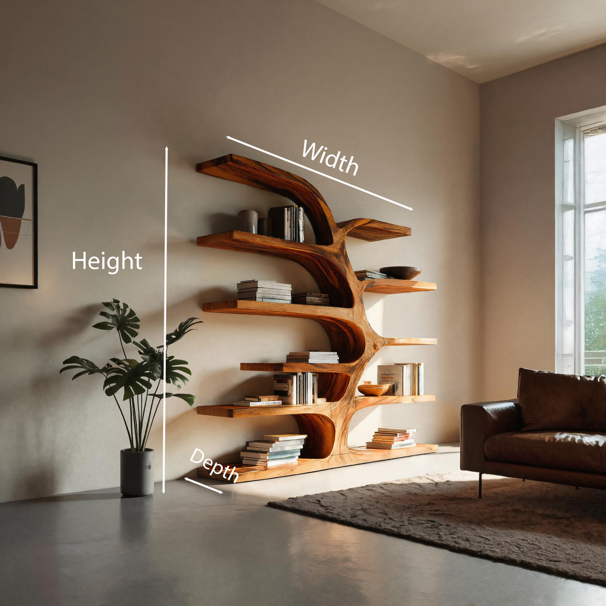 Handcrafted Curved Bookshelf For Living Room Furniture Kitchnce