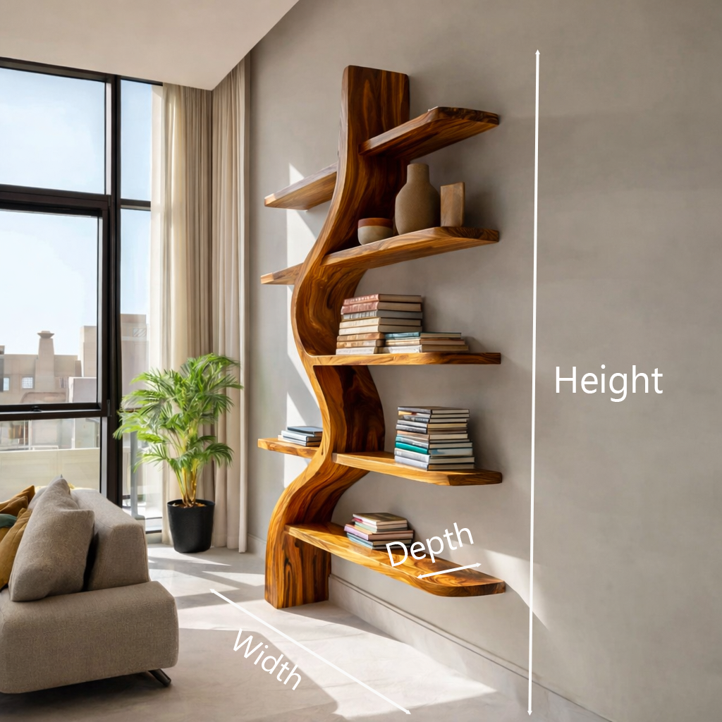 Artistic Wooden Bookshelf For Japandi Modern Interior Kitchnce