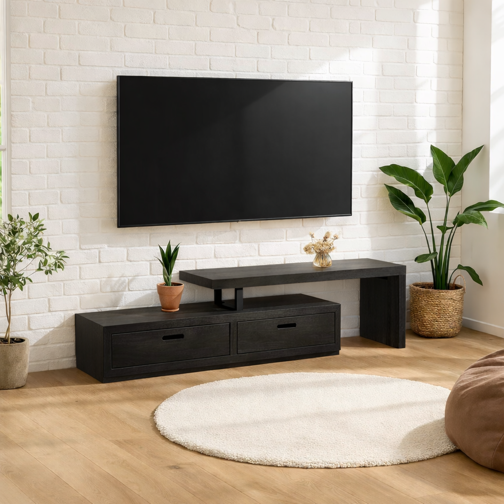 Modern Solid Wood TV Stand Minimalist Media Console Low Entertainment Center Cabinet Kitchnce