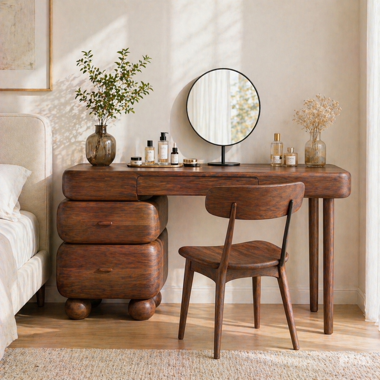 Modern Makeup Vanity Desk With Drawers Dressing Table Bedroom Beauty Station Set
