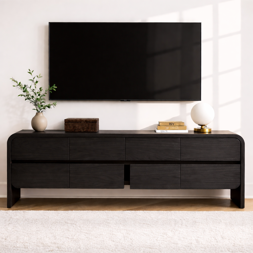 Modern Wood TV Stand With Storage Drawers Long Media Console Minimalist Entertainment Center Kitchnce