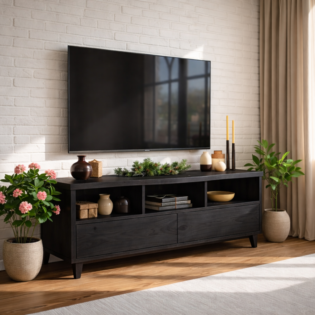 Mid Century TV Stand Solid Wood Media Console Modern Entertainment Center Storage Kitchnce