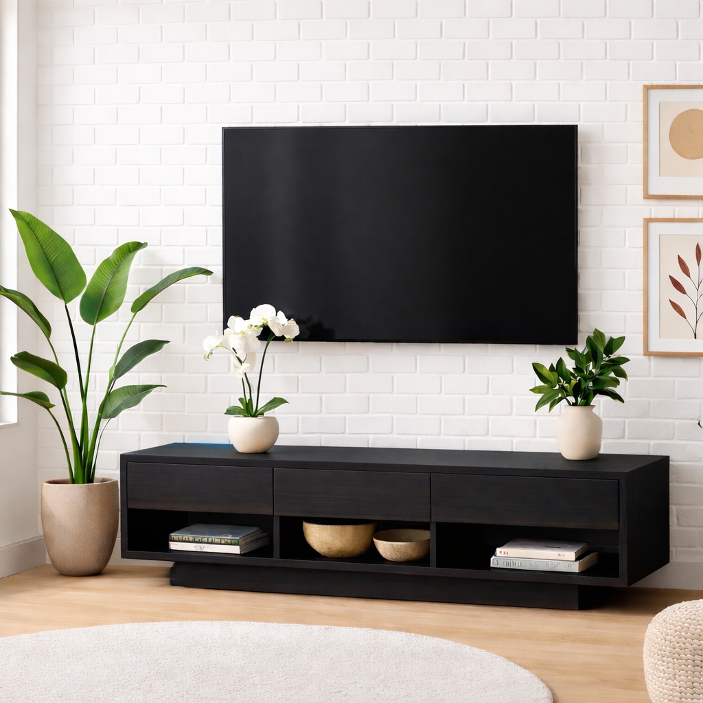 Mid Century Solid Wood TV Stand Modern Media Console Low Entertainment Center Cabinet Kitchnce