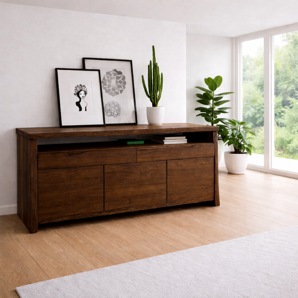 Modern Sideboard Cabinet with Open Shelf – Minimalist Storage Console