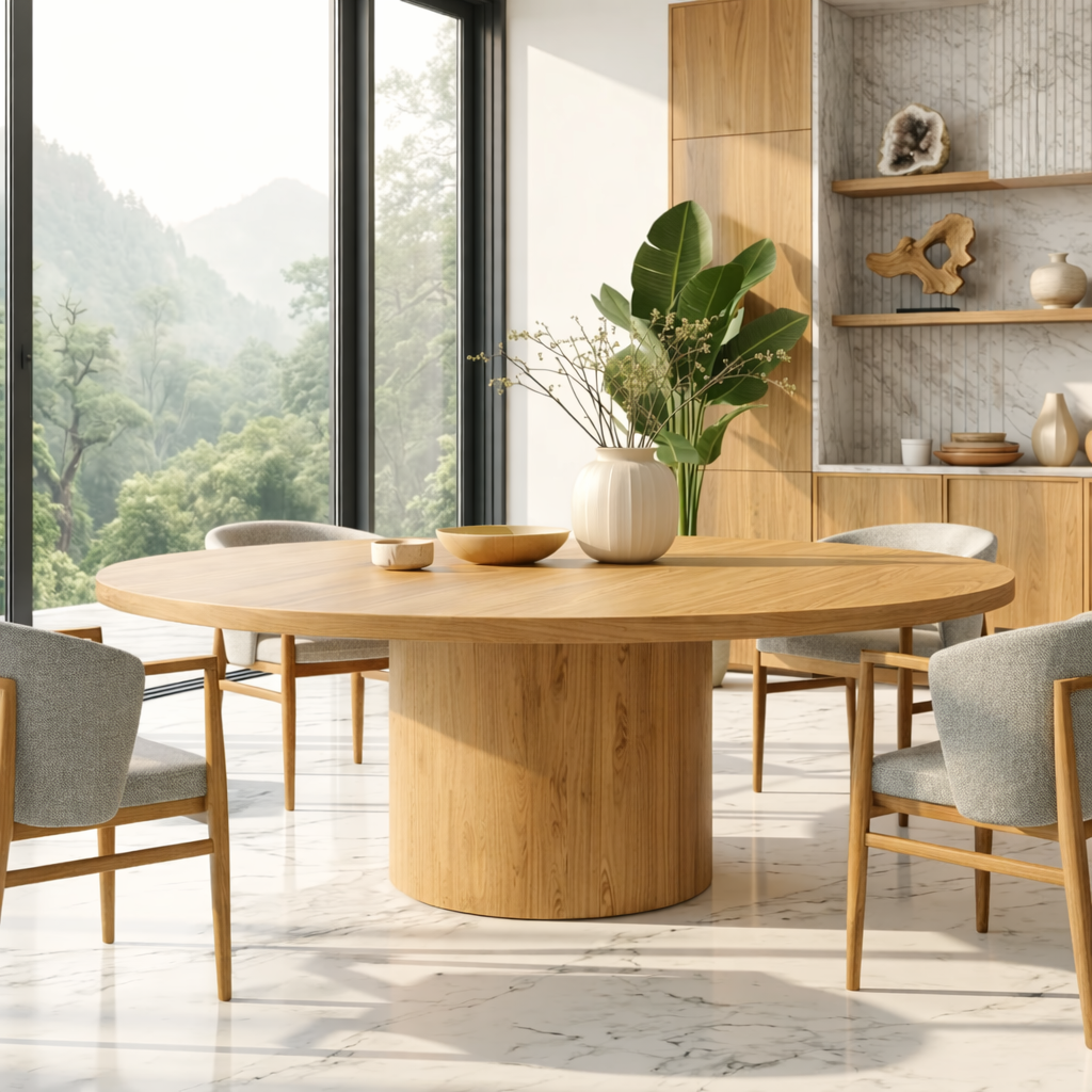 Round Dining Table Pedestal Base Modern Dining Room Table Large Kitchen Table Furniture