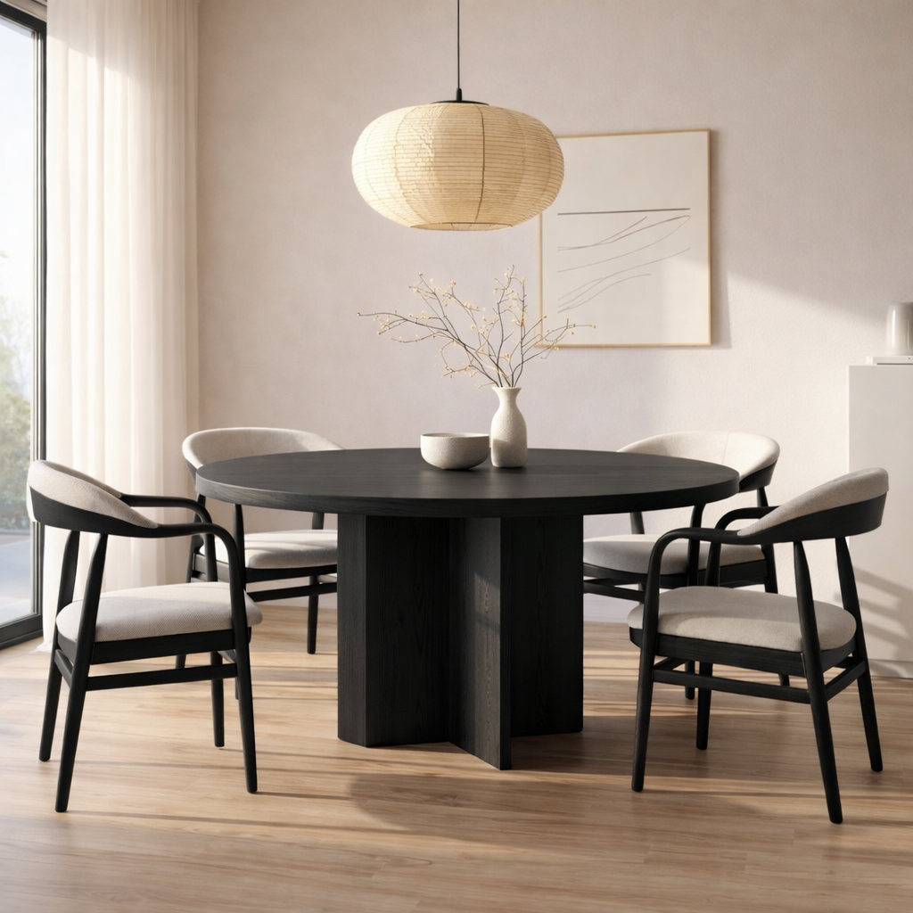 Round Dining Table with Pedestal Base Modern Dining Room Table Kitchen Furniture