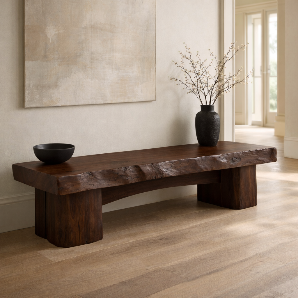 Rustic Entryway Bench Live Edge Hallway Seat Farmhouse Console Style Furniture