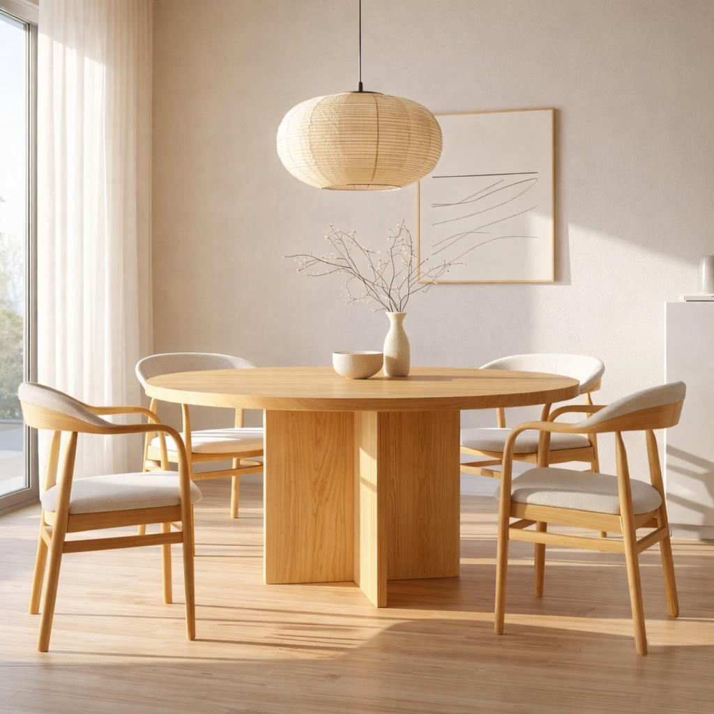 Round Dining Table with Pedestal Base Modern Dining Room Table Kitchen Furniture
