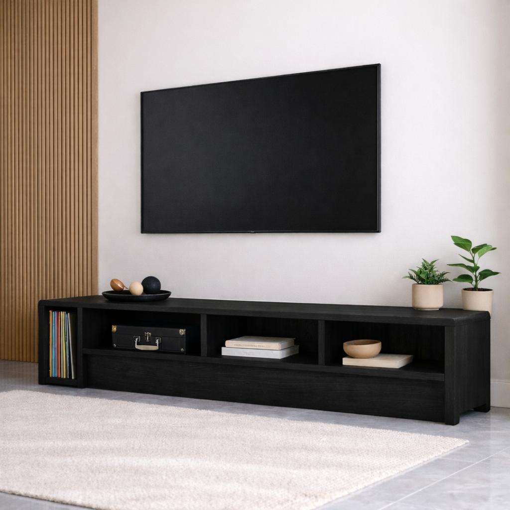 Mid Century Solid Wood TV Stand Long Low Profile Media Console Entertainment Unit Kitchnce
